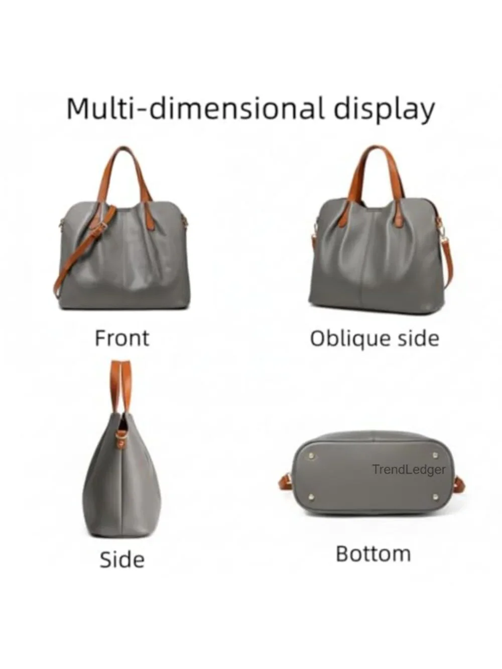 Genuine Leather Satchel Tote Bag for Women with Detachable Pouch